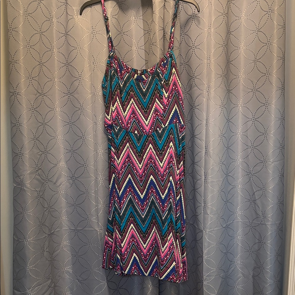 Torrid Blue and Pink Geometric Print Top.
